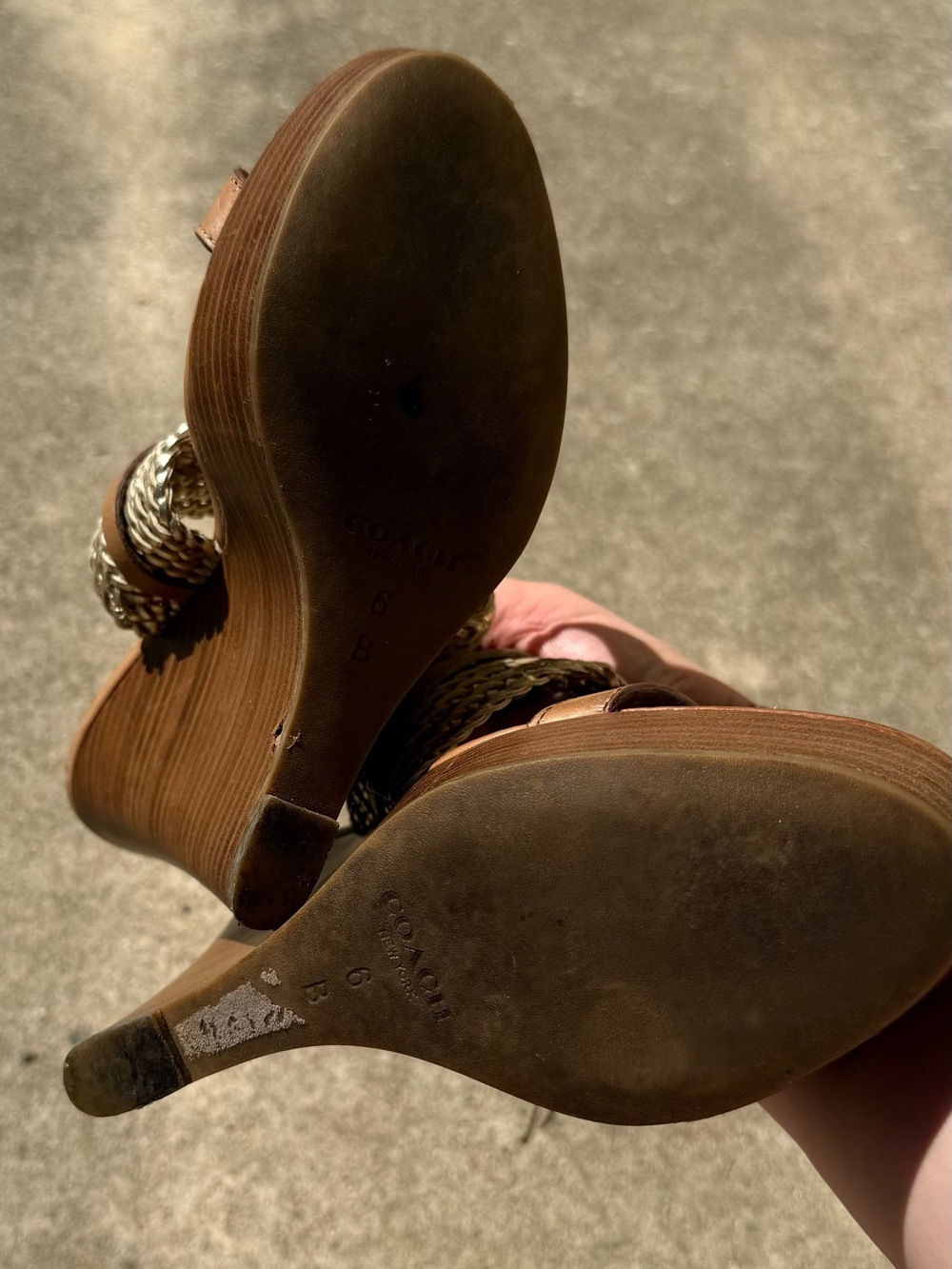 Coach Beatriz Women Size 6B Metallic Gold Wedge Heel Platform Sandal - Picture 3 of 10